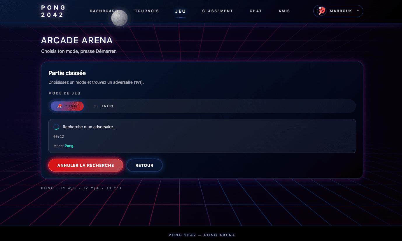 ft_transcendence matchmaking interface